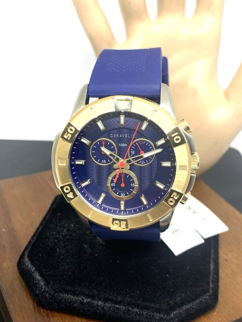 Caravelle Bulova Men's Watch 45B161 Aqualuxx Quartz Chronograph Blue Dial 44mm